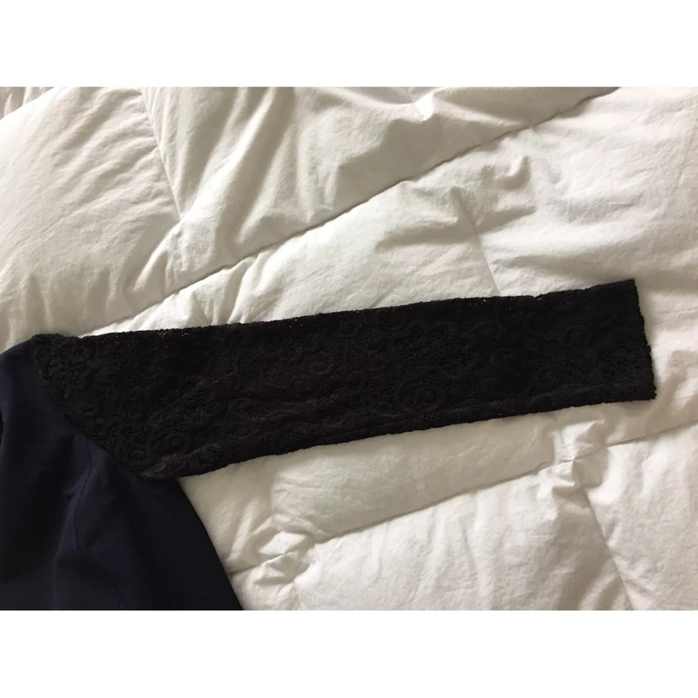 Rebecca Taylor Navy and Black Lace Sleeve Sheath Dress - Picture 6 of 7